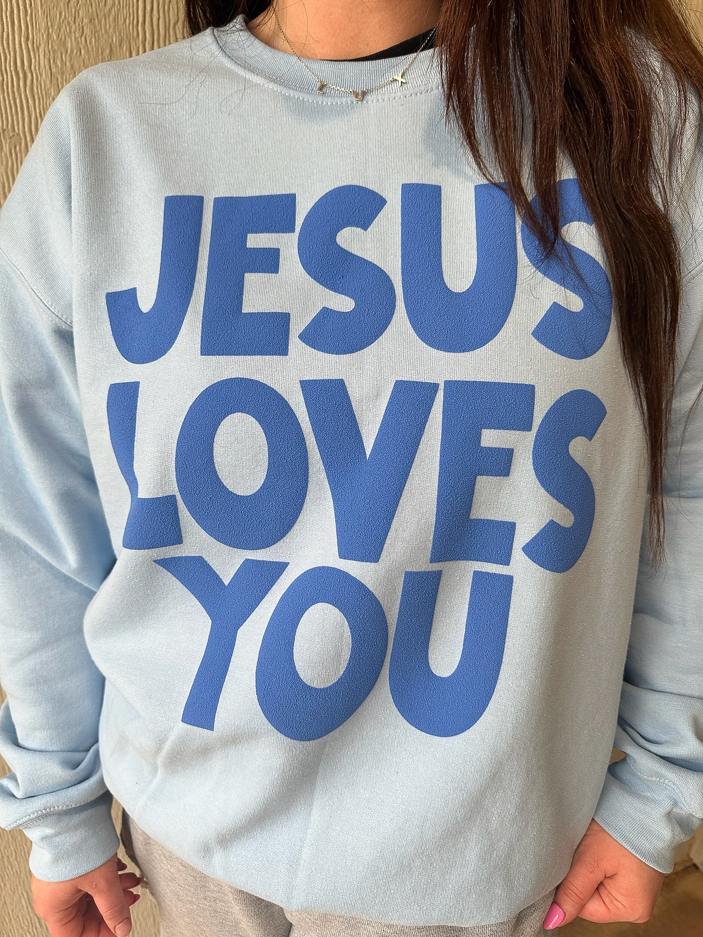 Jesus Loves You Crewneck- Blue